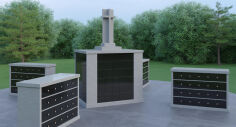 120 NICHE COLUMBARIA AND (4) 48 NICHE COLUMBARIA<br />
Grey Walls with Black Doors - Carved Cross