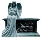 SITTING ANGEL CREMATION BENCH<br />
Shown in Premium Jet Black with laser etching