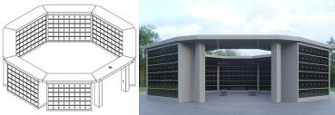 672 NICHE COLUMBARIA<br />
Grey Walls with Black Doors