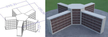 300 NICHE STAR COLUMBARIA<br />
Grey Walls with Mahogany Doors